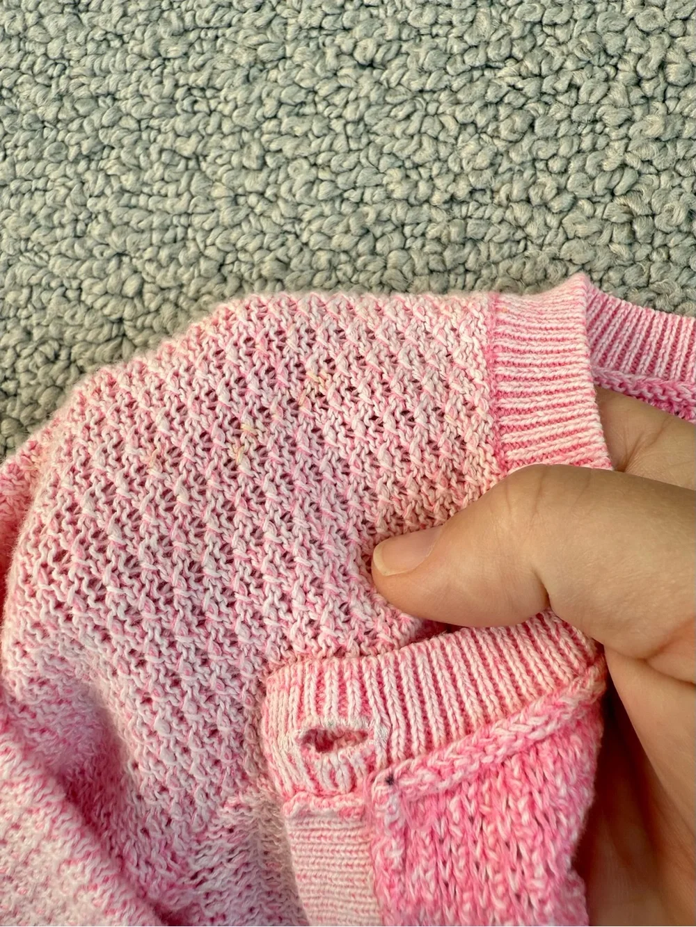 OshKosh B’gosh baby girl reverse knit pink cardigan sweater 12m